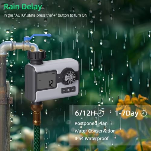 Agromato Drip Irrigation Controller – Automatic Watering System for Garden & Lawn, Programmable Sprinkler Timer for Precise Plant Irrigation (1-Zone Digital Timer)