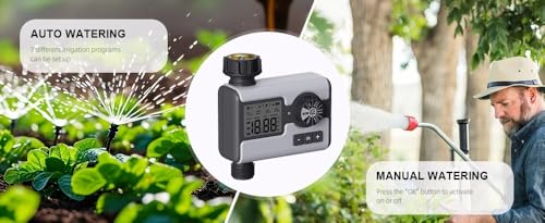 Agromato Drip Irrigation Controller – Automatic Watering System for Garden & Lawn, Programmable Sprinkler Timer for Precise Plant Irrigation (1-Zone Digital Timer)