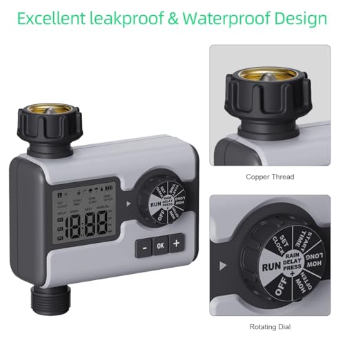 Agromato Drip Irrigation Controller – Automatic Watering System for Garden & Lawn, Programmable Sprinkler Timer for Precise Plant Irrigation (1-Zone Digital Timer)