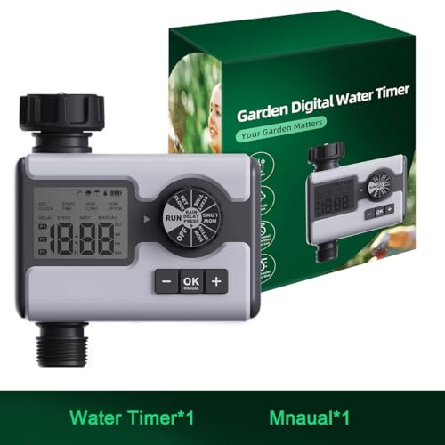 Agromato Drip Irrigation Controller – Automatic Watering System for Garden & Lawn, Programmable Sprinkler Timer for Precise Plant Irrigation (1-Zone Digital Timer)