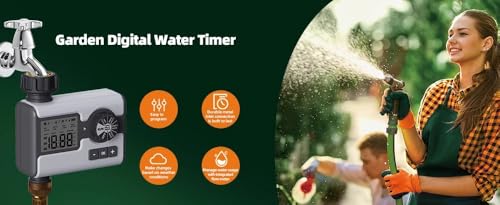 Agromato Drip Irrigation Controller – Automatic Watering System for Garden & Lawn, Programmable Sprinkler Timer for Precise Plant Irrigation (1-Zone Digital Timer)