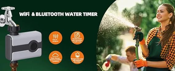 Agromato Drip Irrigation Controller – Automatic Watering System for Garden & Lawn, Programmable Sprinkler Timer for Precise Plant Irrigation (1-Zone Wi-Fi Smart Timer)