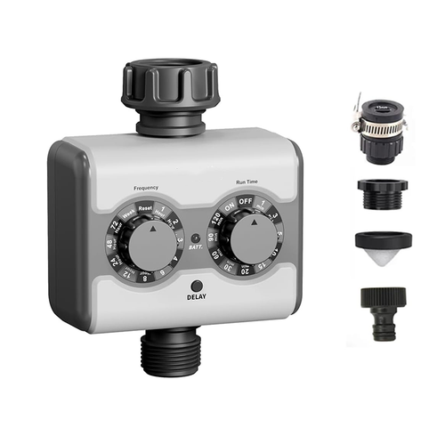 Agromato Single-Outlet Knob Ball Valve Timer | Simple Dial Control | Universal Adapter | Rain Delay | AM-21531