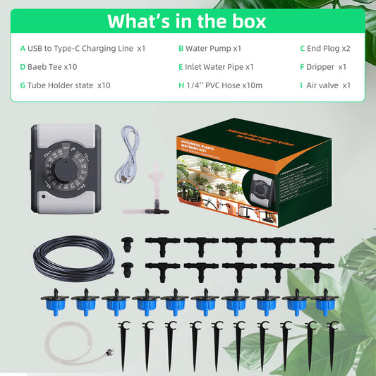Agromato Indoor Drip Irrigation Controller | Pump + Timer | 17 Programs | Type-C Charging | AM-22096