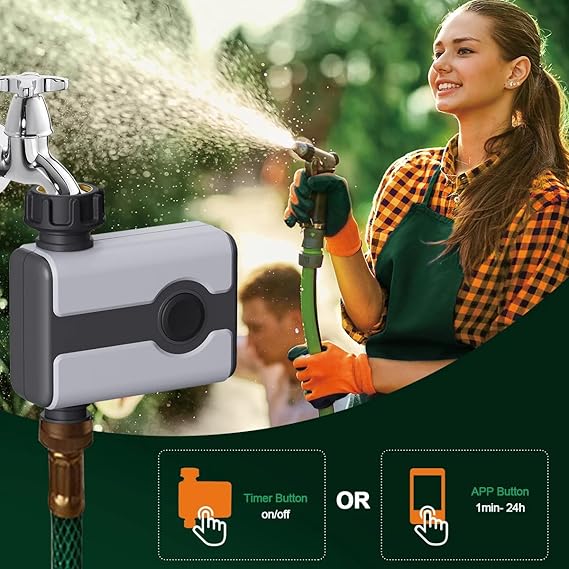 Agromato Drip Irrigation Controller – Automatic Watering System for Garden & Lawn, Programmable Sprinkler Timer for Precise Plant Irrigation (1-Zone Wi-Fi Smart Timer)