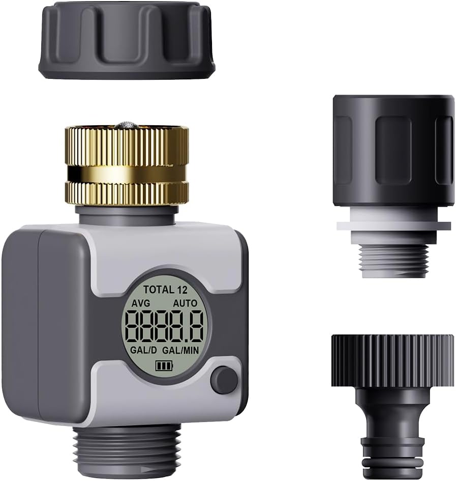 Agromato Digital Garden Flow Meter | Total & Live Flow | IPX6 | AM-21295
