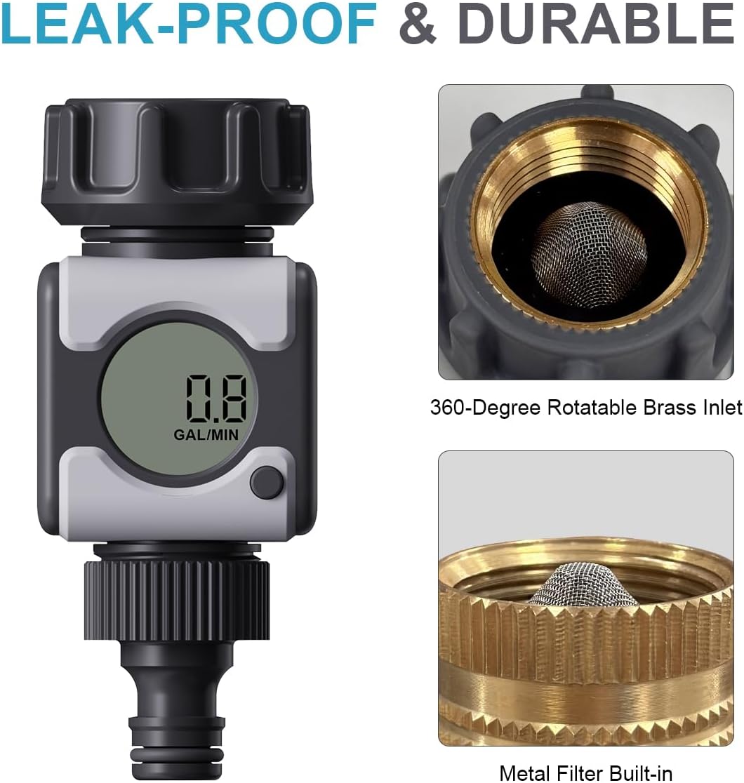 Agromato Digital Garden Flow Meter | Total & Live Flow | IPX6 | AM-21295