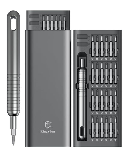 Kingsdun 51-in-1 precision screwdriver set with 48 magnetic S2 steel bits and aluminum pop-open case for phone laptop and PC repair