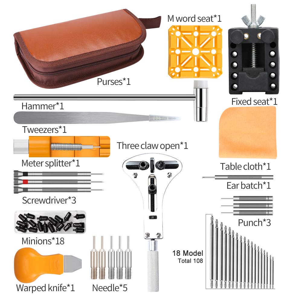 Kingsdun watch repair tool kit with watchband link remover spring bar tool and tweezers