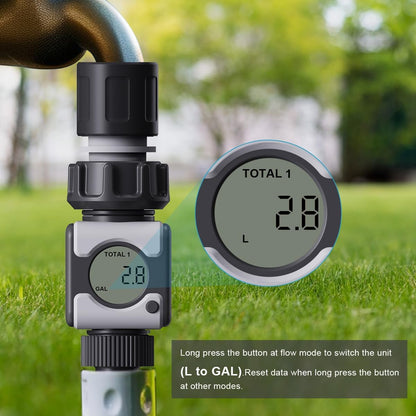 Agromato Digital Garden Flow Meter | Total & Live Flow | IPX6 | AM-21295