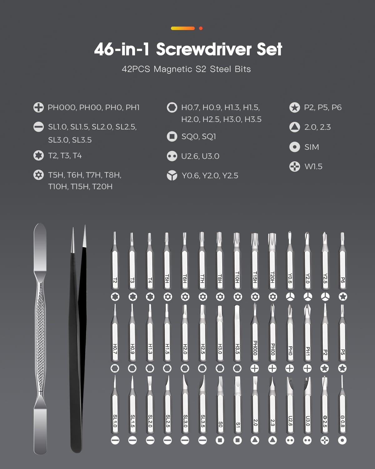 Kingsdun 46-in-1 repair kit compatible with iPhone iPad MacBook Android laptop Xbox and Nintendo Switch