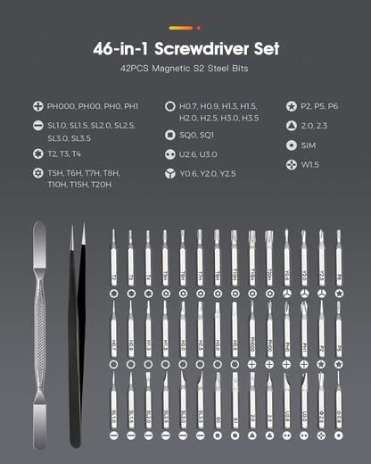 Kingsdun 46-in-1 repair kit compatible with iPhone iPad MacBook Android laptop Xbox and Nintendo Switch
