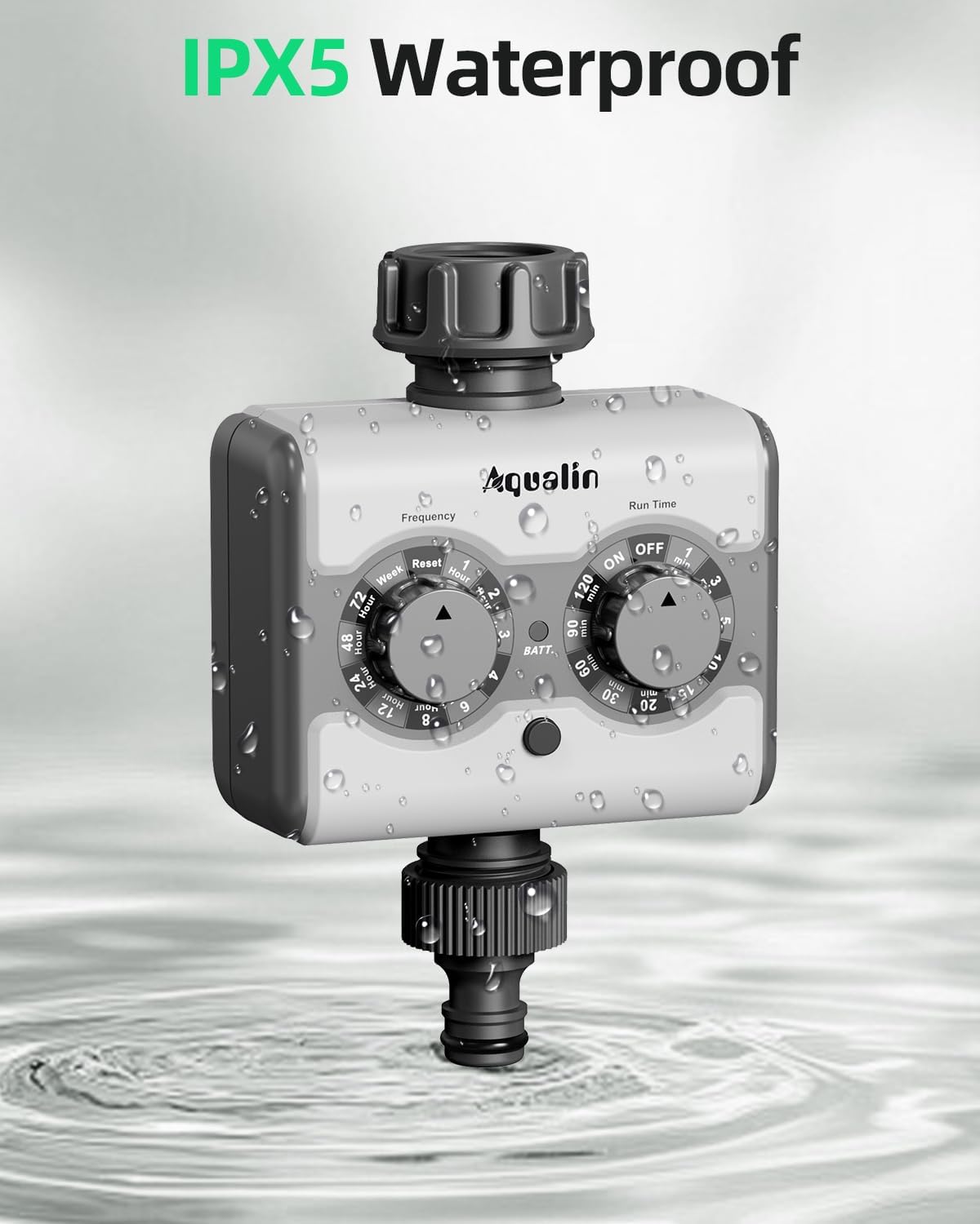 Agromato Single-Outlet Knob Ball Valve Timer | Simple Dial Control | Universal Adapter | Rain Delay | AM-21531