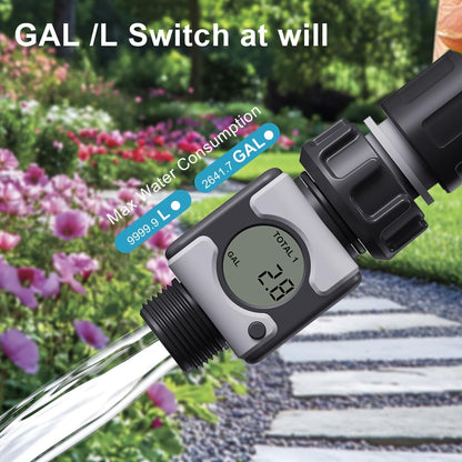 Agromato Digital Garden Flow Meter | Total & Live Flow | IPX6 | AM-21295
