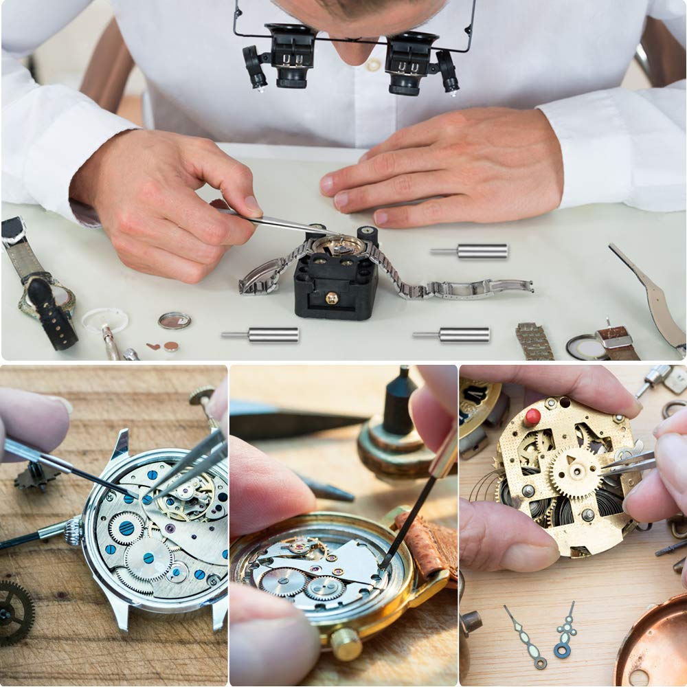 Kingsdun 168pc watch repair kit showing pin punches screwdrivers and adjustable case opener contents