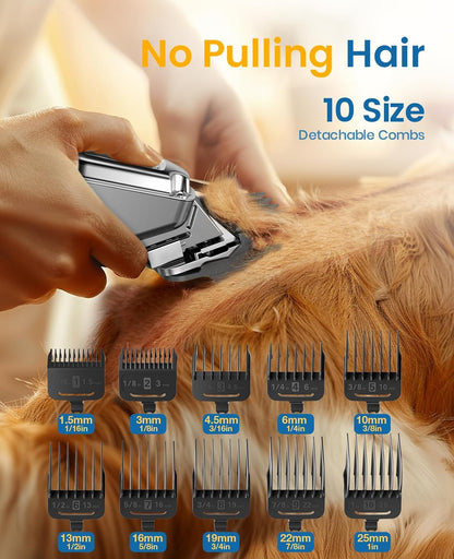 Oneisall Dog Clippers for Grooming for Thick Heavy Coats/ Dog Grooming Clippers/ Cordless Waterproof Pet Clippers Low Noise Trimmer Shaver for Dogs Pets and Animals