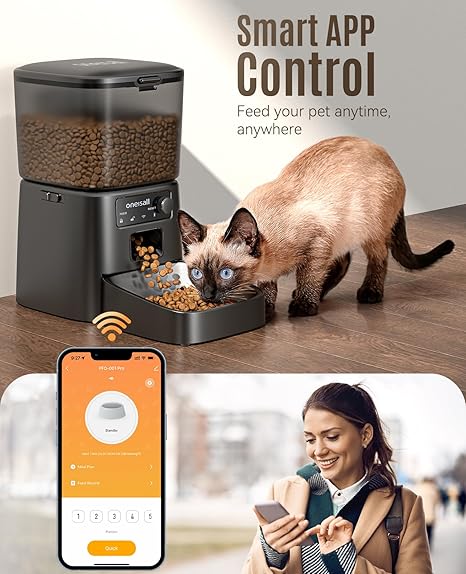 Oneisall Automatic Cat Feeder,3.5L/12 Cups WiFi Cat Food Dispenser with APP Control, Automatic Pet Feeder for Dry Food, Portion Control for 1-12 Meals/Day Timed Cat Feeder