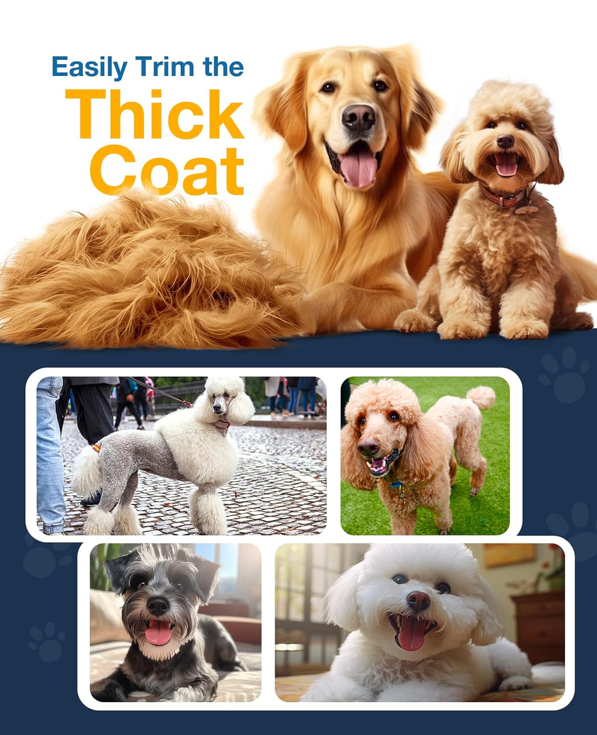 Oneisall Dog Clippers for Grooming for Thick Heavy Coats/ Dog Grooming Clippers/ Cordless Waterproof Pet Clippers Low Noise Trimmer Shaver for Dogs Pets and Animals