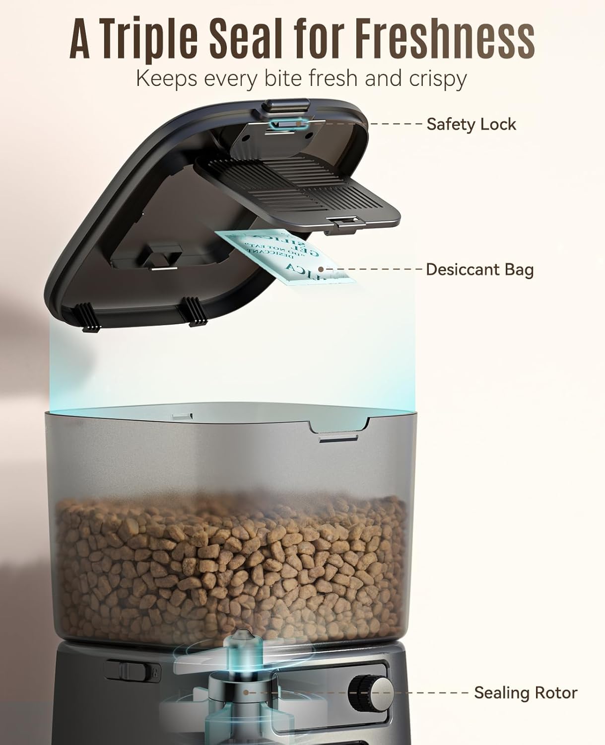 Oneisall Automatic Cat Feeder,3.5L/12 Cups WiFi Cat Food Dispenser with APP Control, Automatic Pet Feeder for Dry Food, Portion Control for 1-12 Meals/Day Timed Cat Feeder