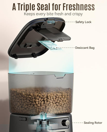 Oneisall Automatic Cat Feeder,3.5L/12 Cups WiFi Cat Food Dispenser with APP Control, Automatic Pet Feeder for Dry Food, Portion Control for 1-12 Meals/Day Timed Cat Feeder