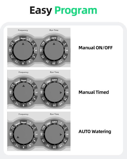 Agromato Single-Outlet Knob Ball Valve Timer | Simple Dial Control | Universal Adapter | Rain Delay | AM-21531