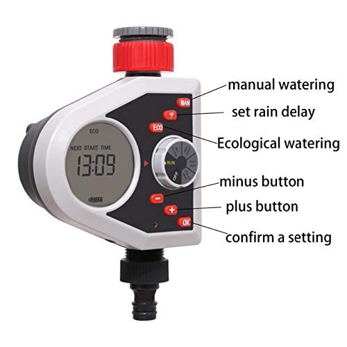 Aqualin Automatic Solenoid Valve Garden Drip Irrigation Water Timer | LCD Display with Backlight | Batteries Included - Agromato