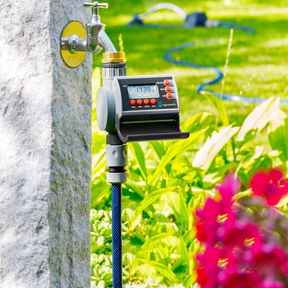 Aqualin Solenoid Valve Automatic Garden Drip Irrigation Timer | LCD Display | Universal Tap Adapter | Fully Automatic | Batteries Included - Agromato