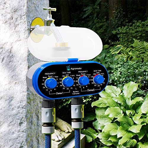 Aqualin Two Outlet Ball Valve Automatic Garden Drip Irrigation Water Timer | Rain Sensor Port | Universal Tap Adapter - Agromato