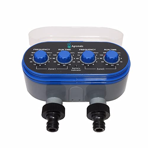 Aqualin Two Outlet Ball Valve Automatic Garden Drip Irrigation Water Timer | Rain Sensor Port | Universal Tap Adapter - Agromato