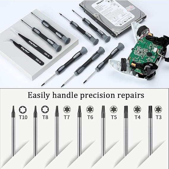 Kingsdun 12 in 1 Torx Magnetic Screwdriver Sets with T3 T4 T5 T6 T7 T8 T10 Screwdrivers Precision Torx Repair Kit, - Black - Agromato