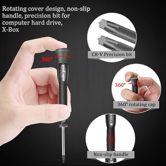 Kingsdun 12 in 1 Torx Magnetic Screwdriver Sets with T3 T4 T5 T6 T7 T8 T10 Screwdrivers Precision Torx Repair Kit, - Black - Agromato