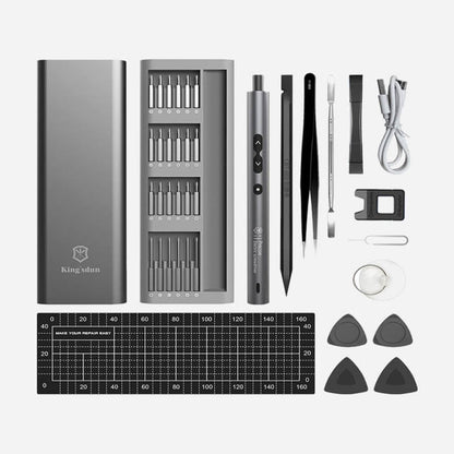Kingsdun 62-in-1 cordless mini electric precision screwdriver with 48 bits LED lights and magnetic mat for phones laptops and PC repair