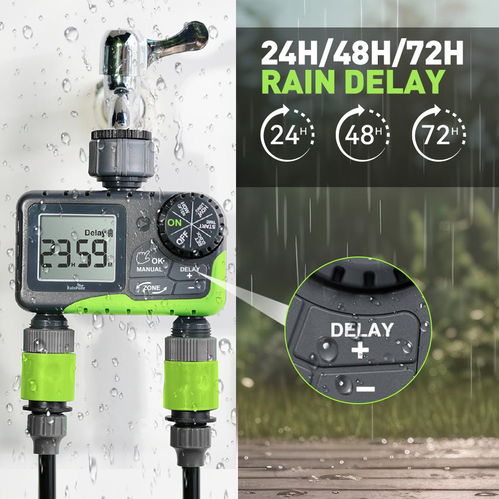 RainPoint ITV205 Mini Digital Sprinkler Timer 2 - Zone Hose Water Timer - Agromato