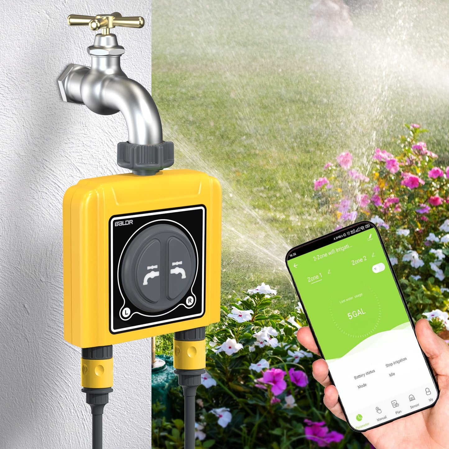 RainPoint Smart WiFi Hose 2 - Zone Water Timer With WiFi Hub Socket | Voice controlled - Google Home And Amazon Alexa - Agromato