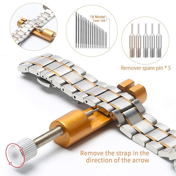 Watch Repair Kit, Professional Watch Battery Replacement Tool Watchband Link & Back Remover Spring Bar Repairing Tool Kit, 168 - Agromato