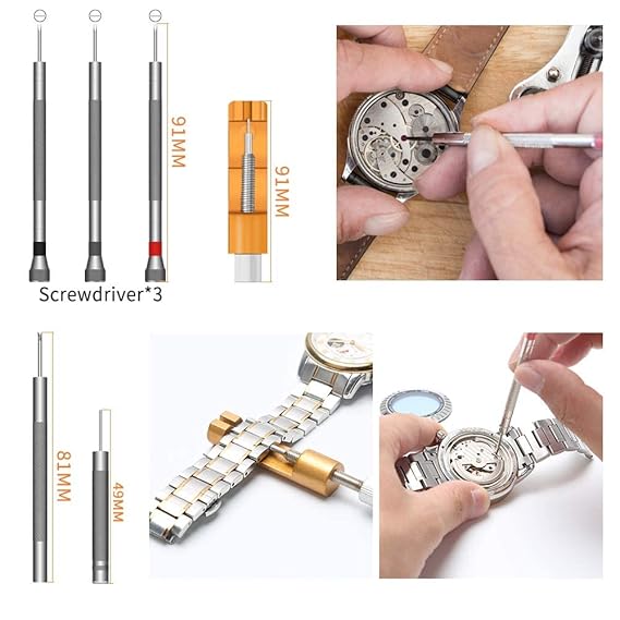 Watch Repair Kit, Professional Watch Battery Replacement Tool Watchband Link & Back Remover Spring Bar Repairing Tool Kit, 168 - Agromato